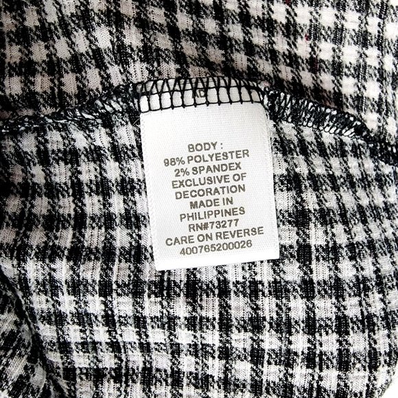 ELLE Brand Black & White Checkered Off Shoulder Stretchy Top - M - Picture 7 of 7